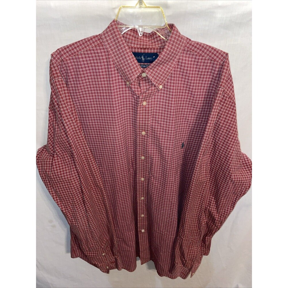 Polo Ralph Lauren Men’s Dress Shirt Size 2X Tall Red Small Plaid Business Formal